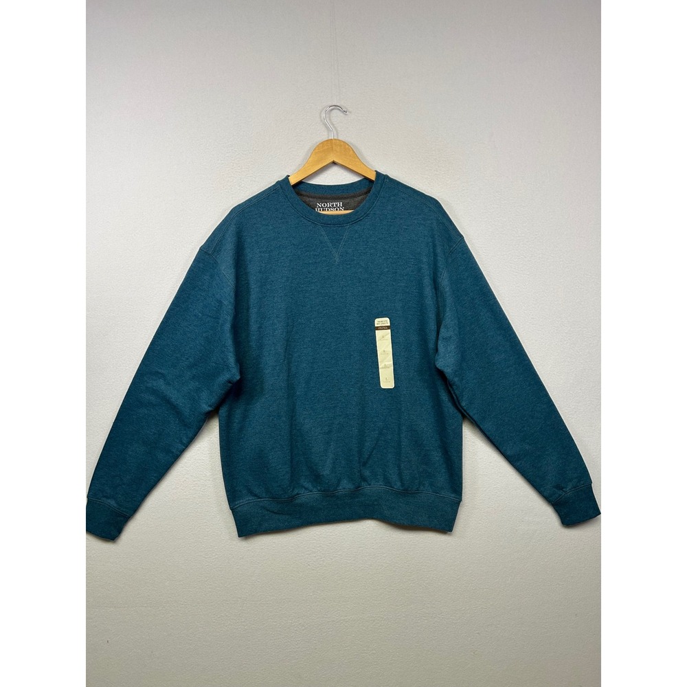 Gorpcore Minimalist NWT North Hudson Mens Large Teal Blue Soft Touch Fleece Crew